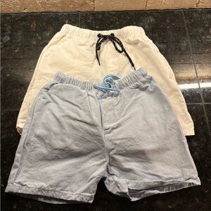 Little Boys Casual Shorts Set - White and Light Blue BUNDLE!